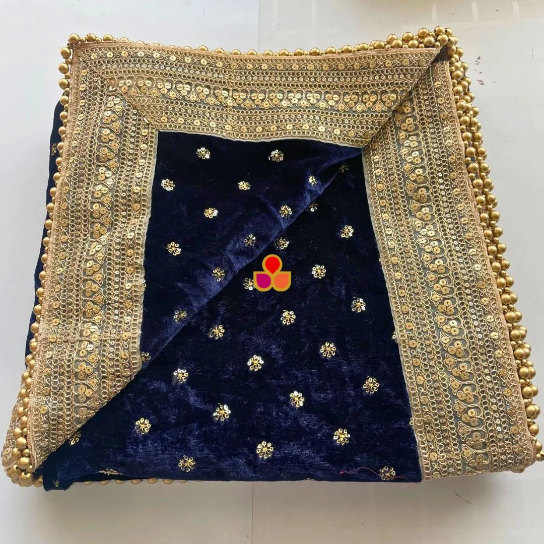 Bridal Afsana Blue Embroidered Sequin Velvet Dupatta