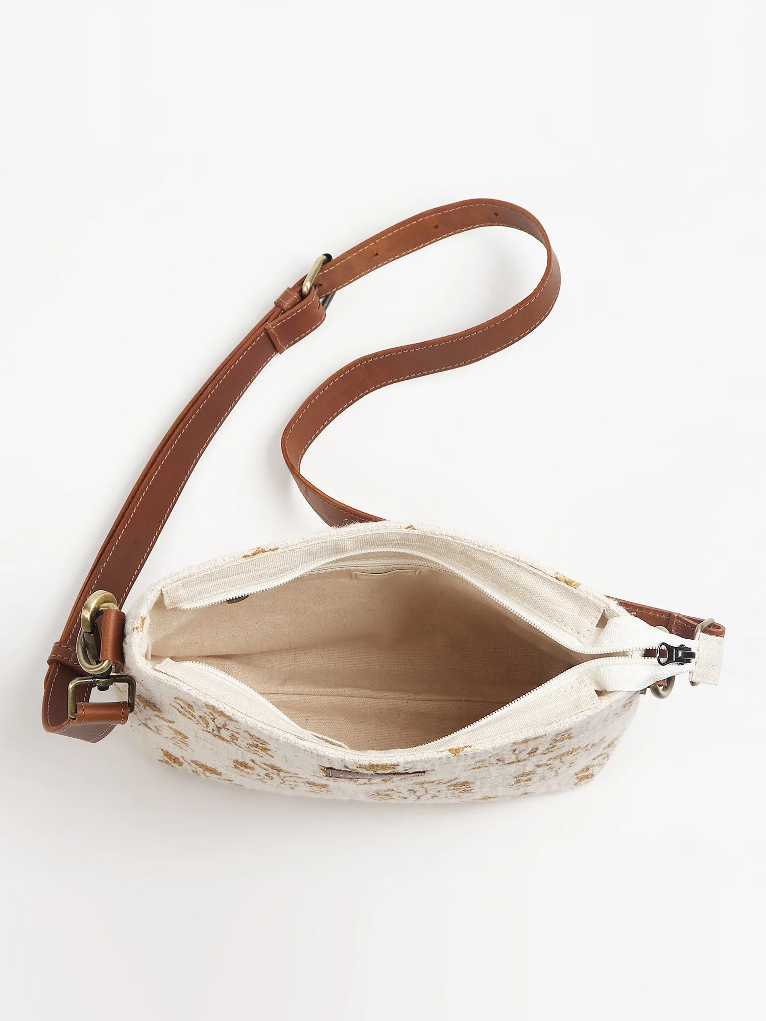 CHARILE - COTTON PRINTED & LEATHER SLING BAG