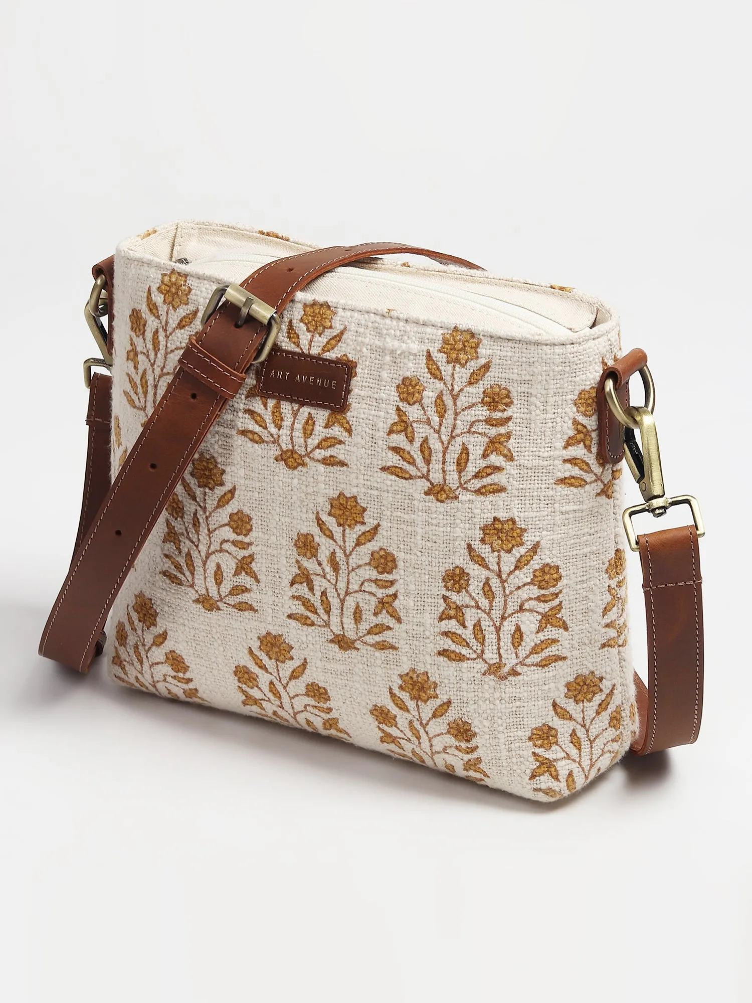 CHARILE - COTTON PRINTED & LEATHER SLING BAG