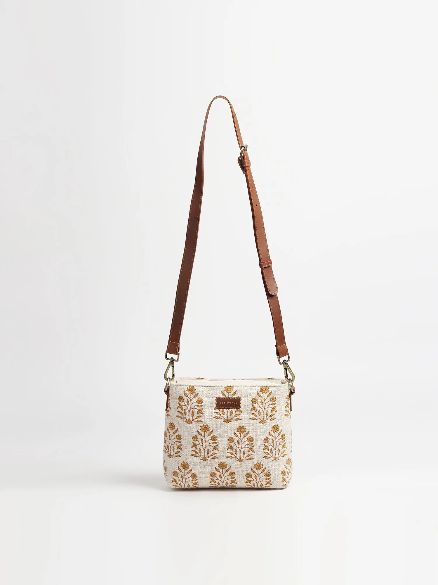 CHARILE - COTTON PRINTED & LEATHER SLING BAG