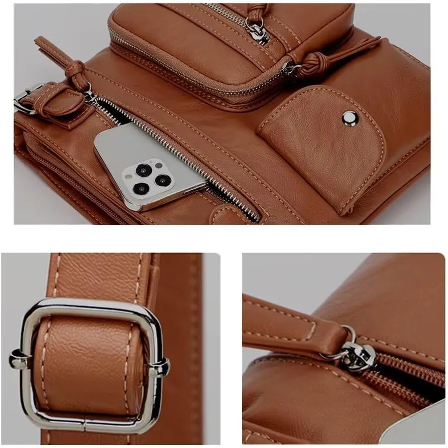 Goth Purse Leather Crossbody Tote Bag for Women  Studded Hobo Shoulder Purse, Trendy Goth Work Boston Bag