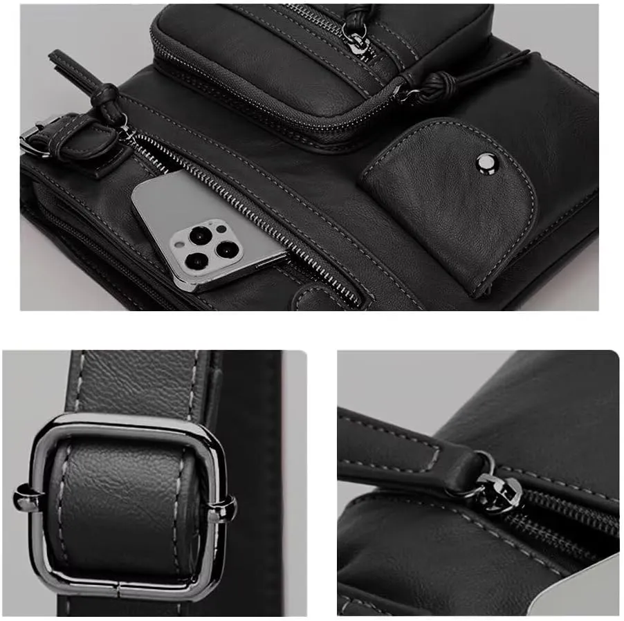 Goth Purse Leather Crossbody Tote Bag for Women  Studded Hobo Shoulder Purse, Trendy Goth Work Boston Bag