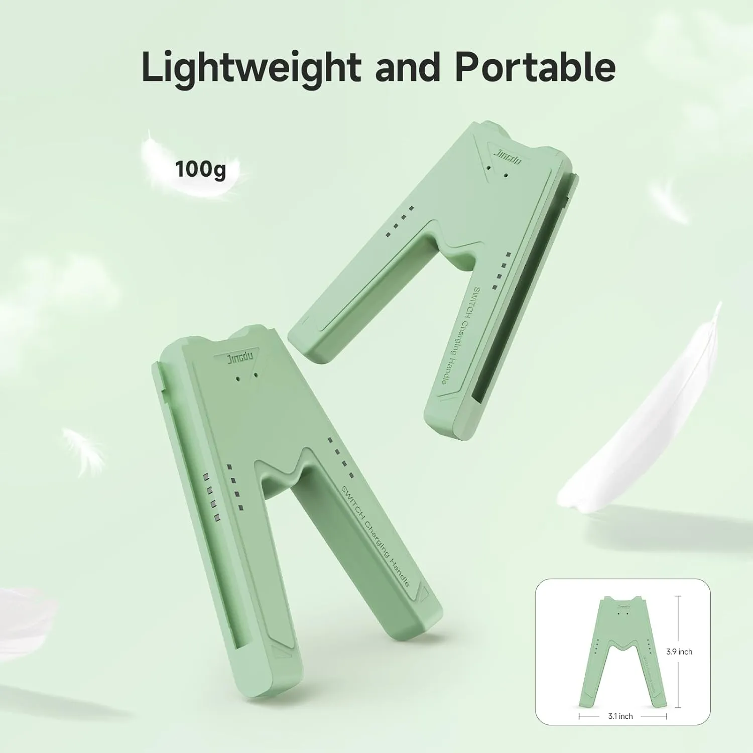 JINGDU Switch Joy-Con Charging Grip Compatible With Nintendo Switch Standard & OLED Model, JoyCon Controller Charger With Cable and 2 Thumb Grip Caps, Play While Charging, Green