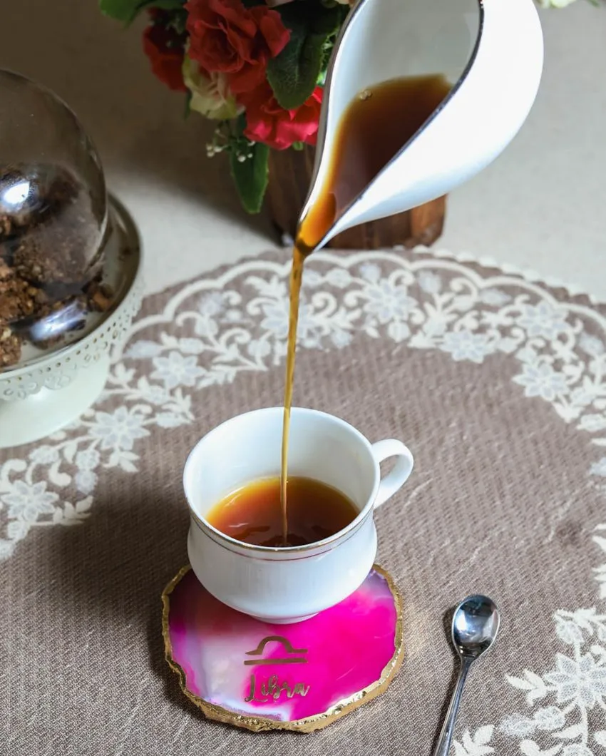 Libra Agate Zodiac Sign Table Coaster | 4 inches