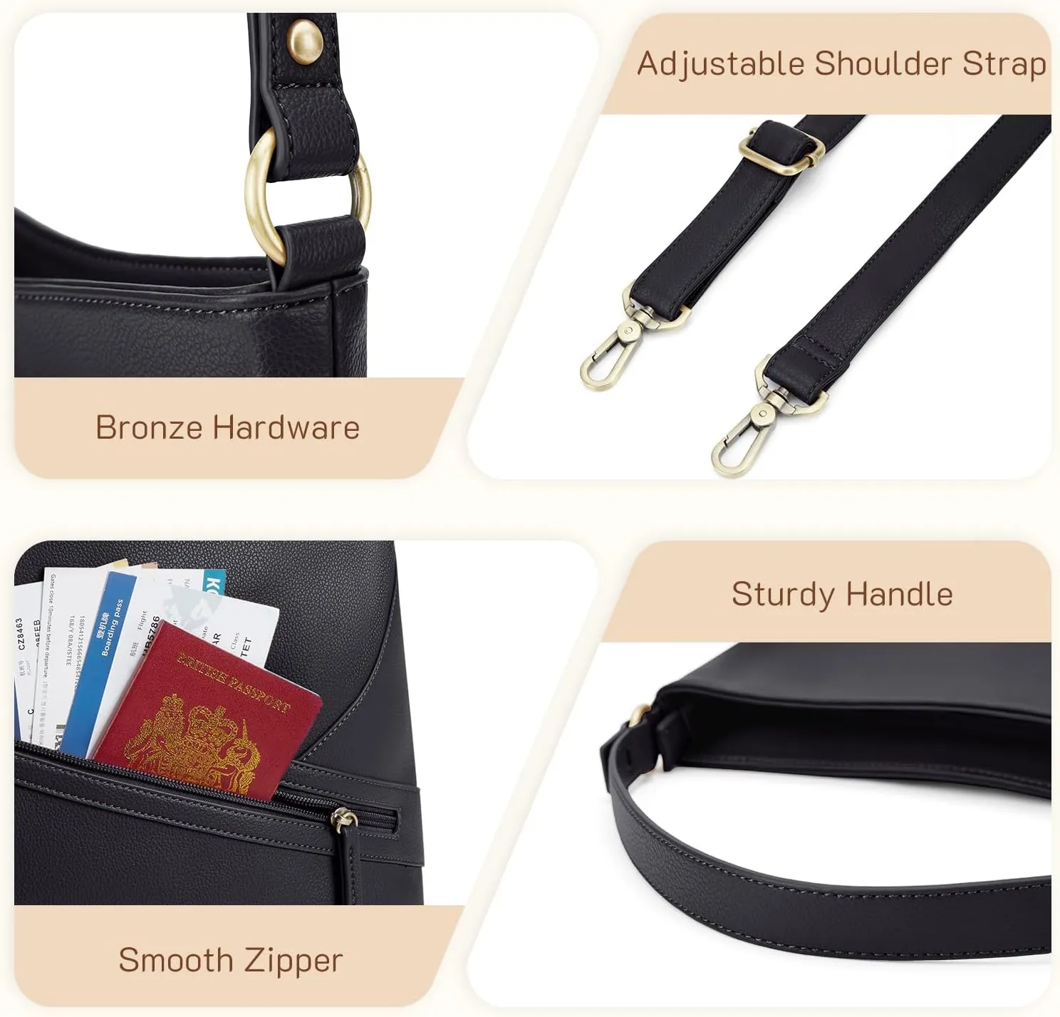 Missnine Hobo Bag Purses and Handbags for Women Top Handle Handbags with Pocket Zipper