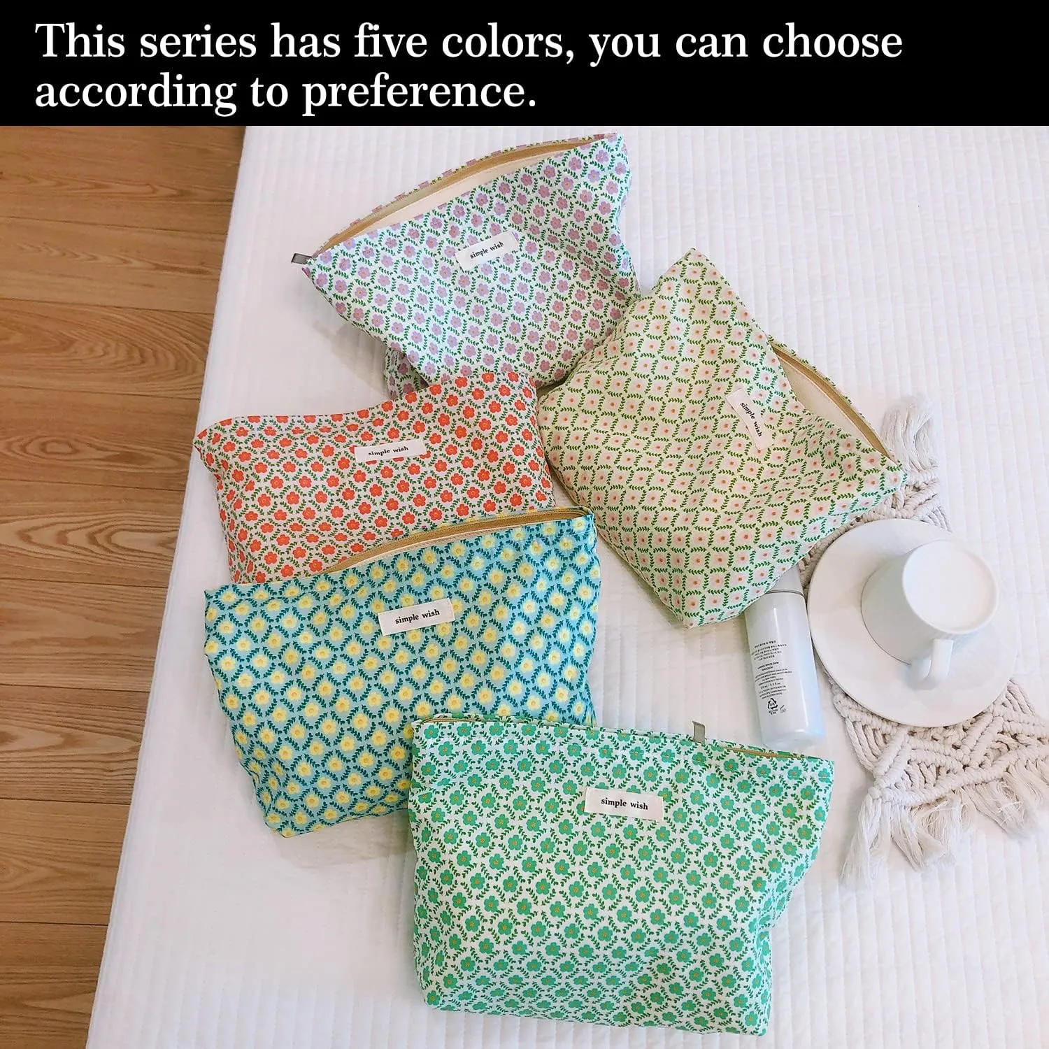 STARDW Aesthetic Floral Makeup Bag Cute Small Cosmetic Bags for Women Girls, Travel Toiletry Bag Large Capacity Zipper Makeup Pouch, Purse Organizer Pouches (Pink Floral)