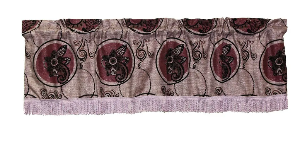 Tivoli Flock Vintage Decorative Window Treatment Rod Pocket Curtain Straight Valance