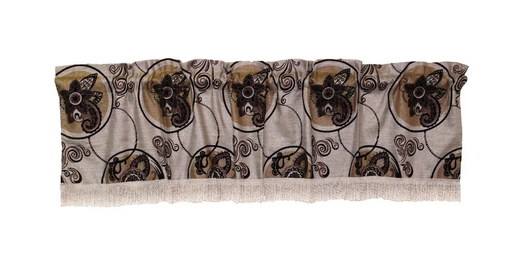 Tivoli Flock Vintage Decorative Window Treatment Rod Pocket Curtain Straight Valance