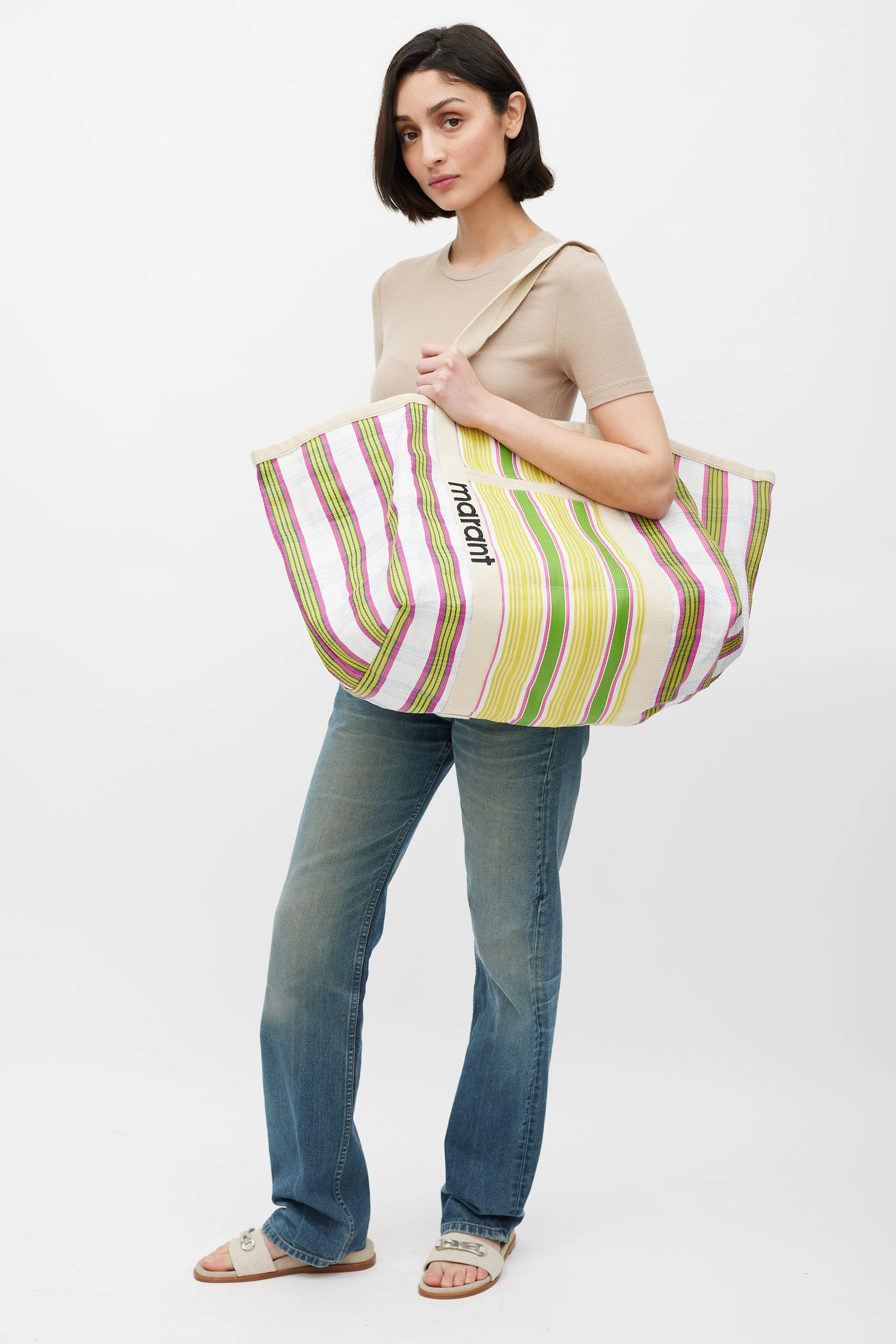 Yellow & Multicolour Striped Darwen Tote Bag