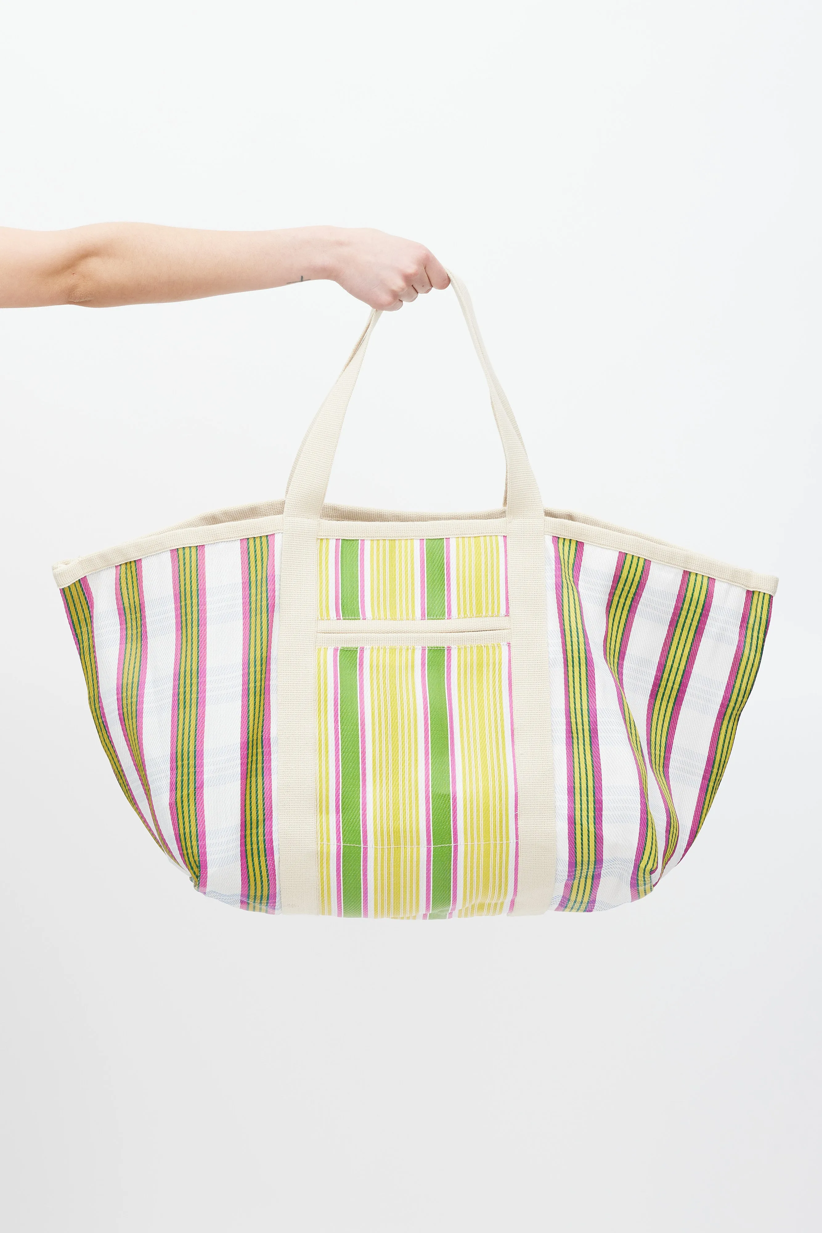 Yellow & Multicolour Striped Darwen Tote Bag